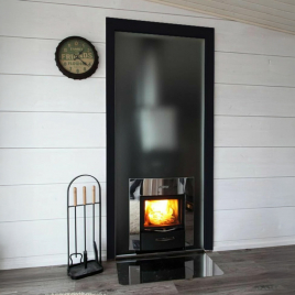 Стеклянная стена для печей серии Harvia Duo, 9х19, сатин, черная алюминиевая рама