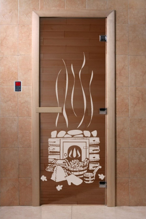 Дверь для сауны DoorWood Банька бронза 70х190, коробка ольха